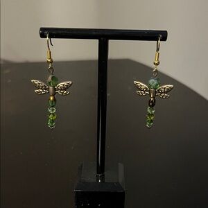 Charming Green Dragonfly Earrings